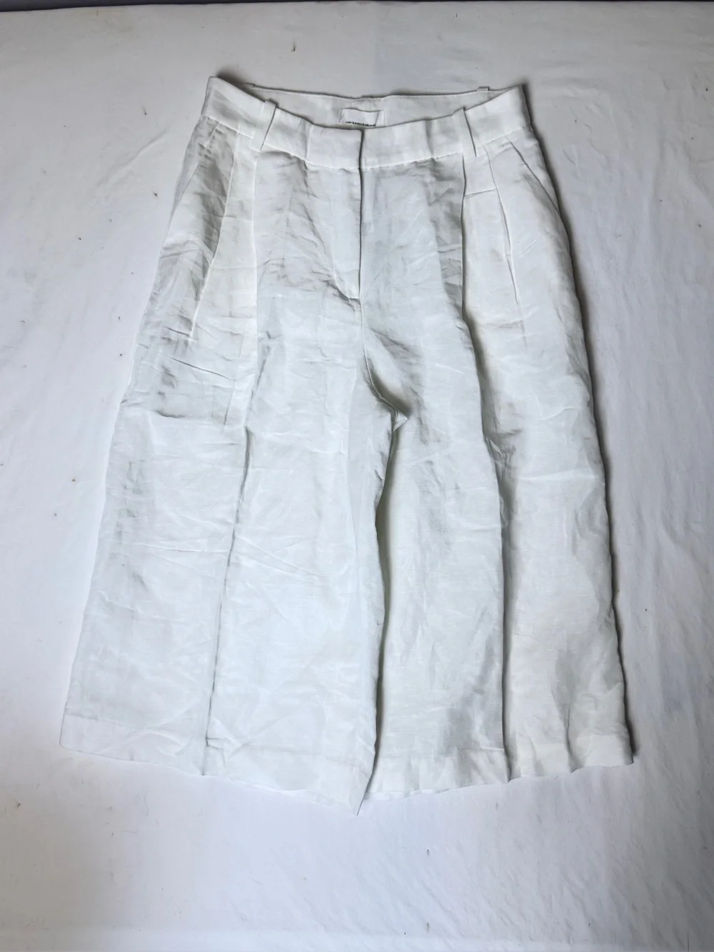 H&M white linen blend wide legged cropped pants Women’s size 4 | jh3
